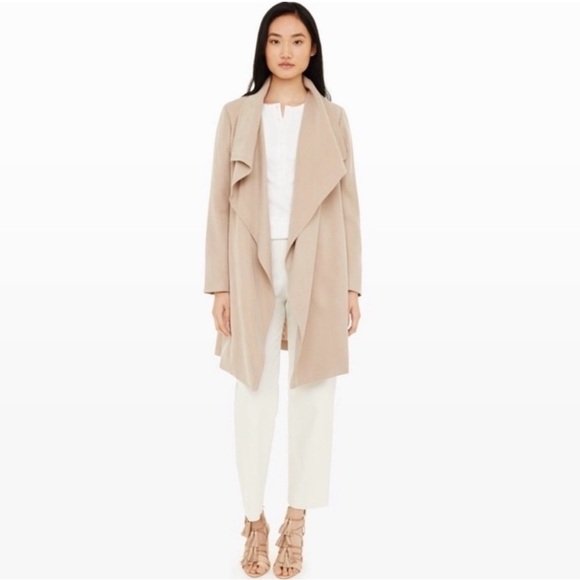 Club Monaco Gideon Soft Draped Belted Trench Coat Jacket Open Front Size XS Tan - Picture 1 of 10